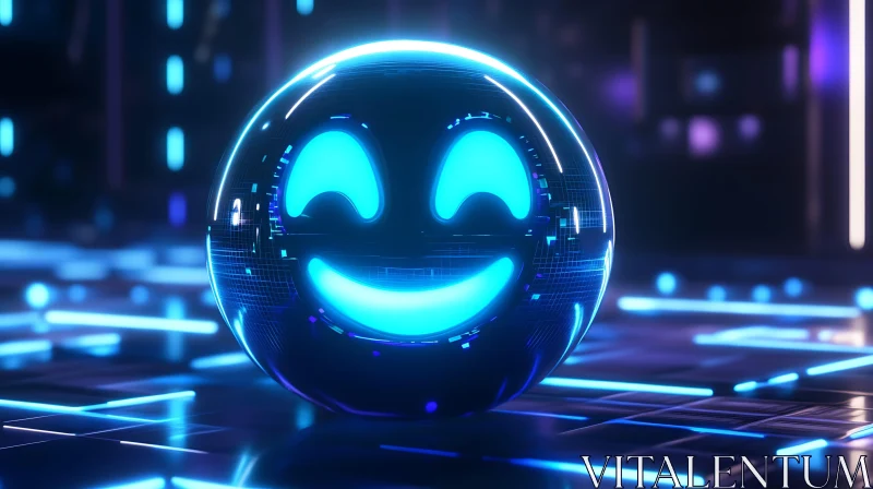 AI ART Futuristic Neon Smiley