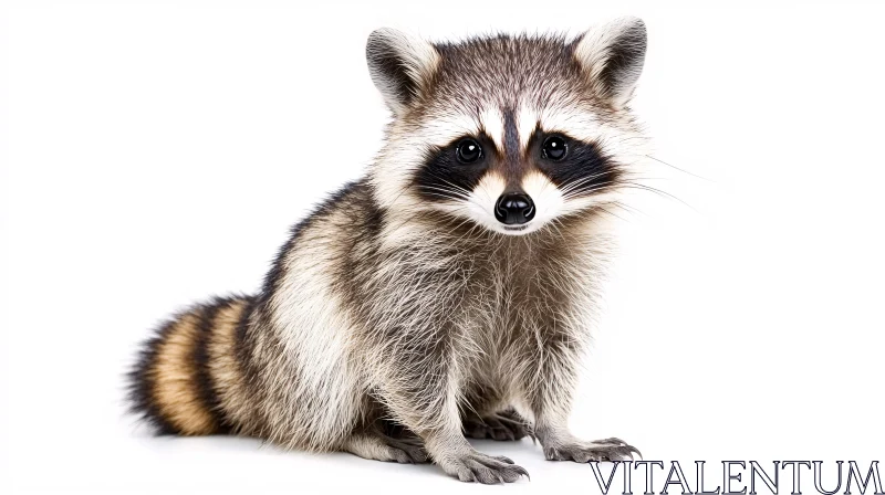 Playful Raccoon on White Canvas AI Image