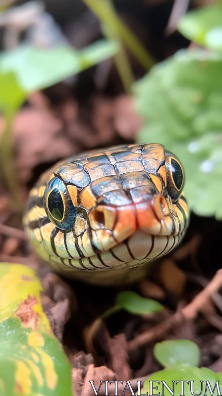 Snake Close-Up in Nature AI Image