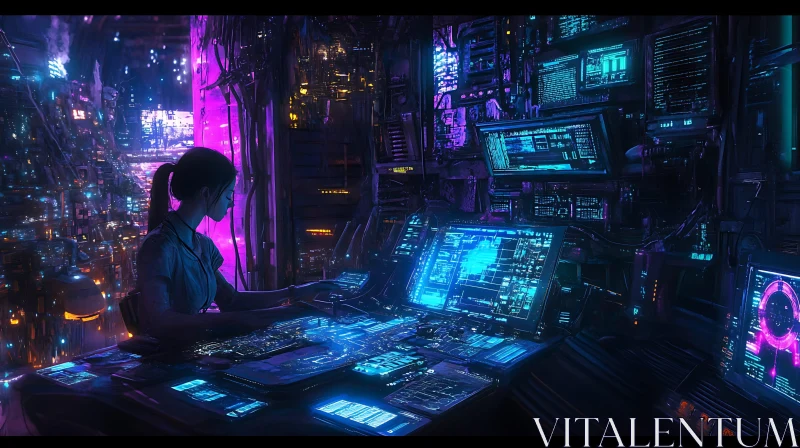 Advanced Technology and Cyberpunk Aesthetic AI Image