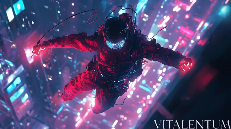 AI ART High-Tech Skydiver in a Cyberpunk World