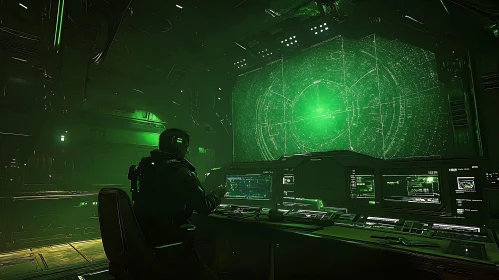 High-Tech Control Room of a Spaceship