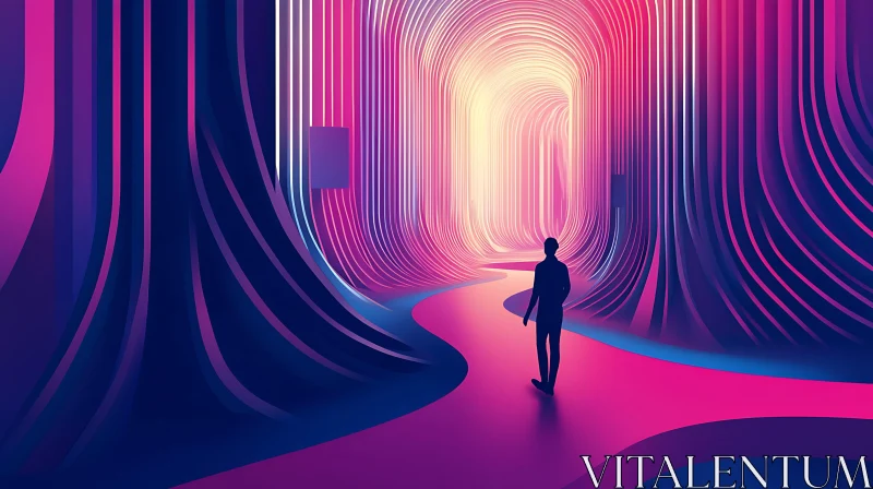 AI ART Colorful Abstract Art of a Person in a Tunnel