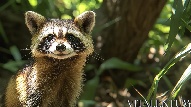 Raccoon in Lush Forest AI Image