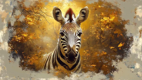 Zebra Amidst Golden Foliage