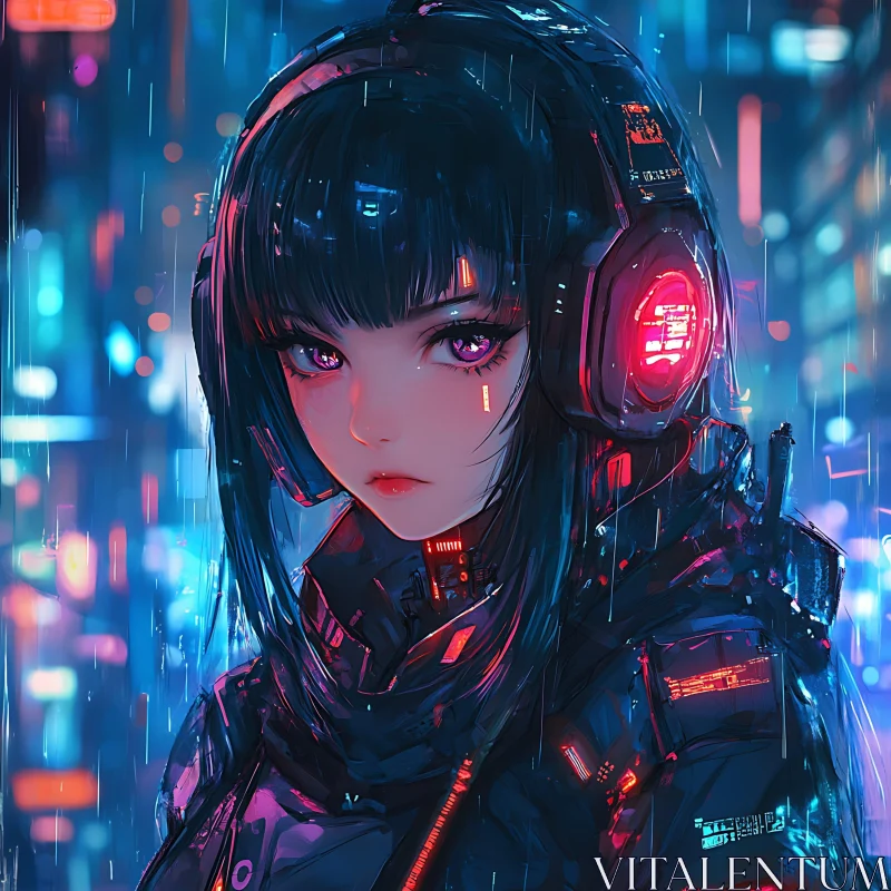 AI ART Futuristic Anime Character in Neon Cityscape