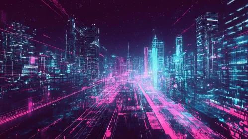 Neon Illuminated Futuristic City