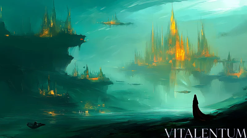 AI ART Ethereal Fantasy City with Glowing Spires