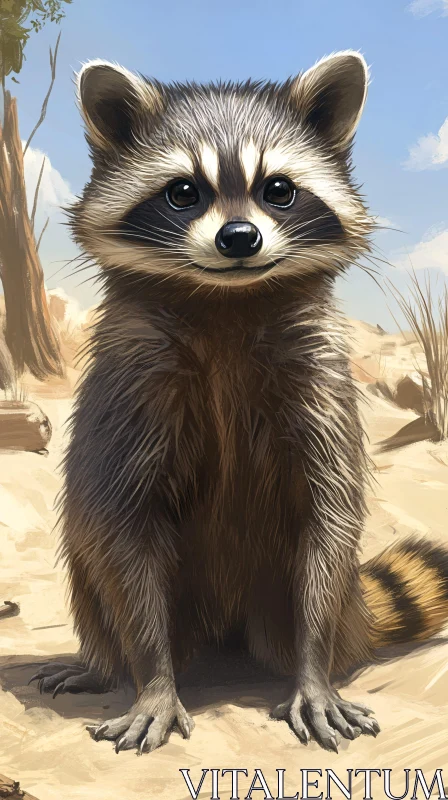 AI ART Wildlife Portrait of a Curious Raccoon