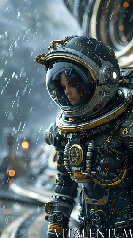 Advanced Spacesuit in Sci-Fi Setting AI Image