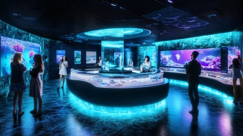 Modern Marine Life Aquarium Exhibit