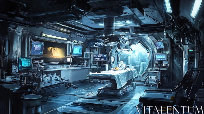 Cutting-Edge Technology in Futuristic Medical Facility AI Image