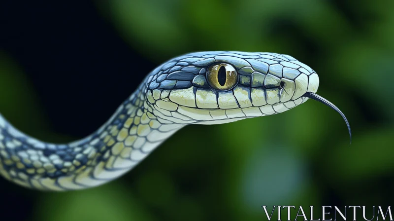 Detailed Image of a Snake's Head and Tongue AI Image