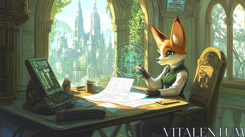 AI ART Architectural Fox in Futuristic Setting