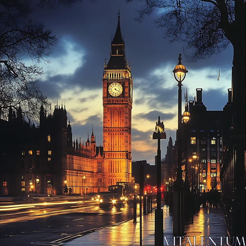 AI ART Iconic London Clock Tower at Nightfall