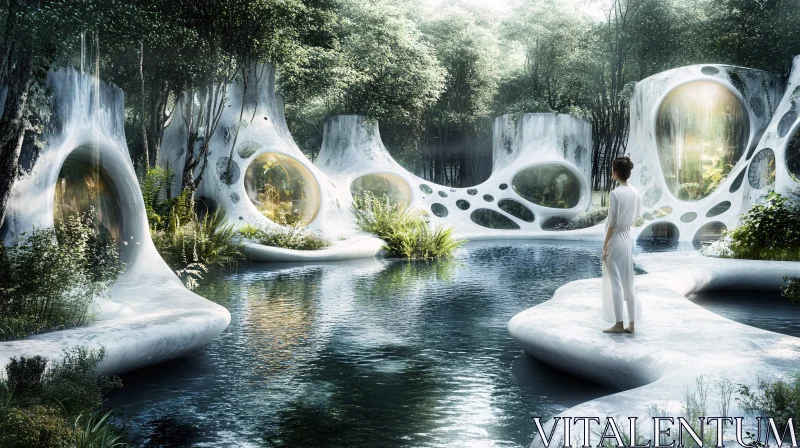 Organic Architecture in Natural Setting AI Image