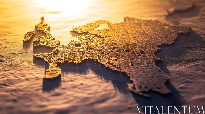 Golden Grid Map of Europe Under Sunlight AI Image