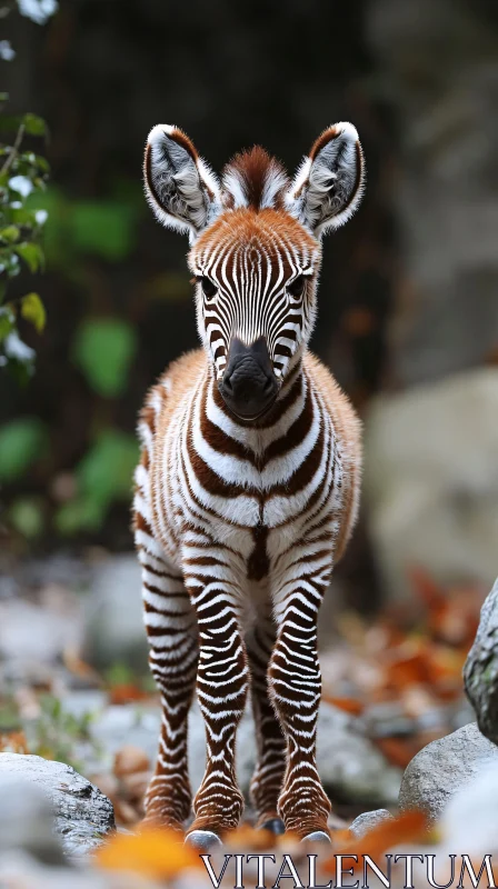 Young Zebra Displaying Unique Stripes AI Image