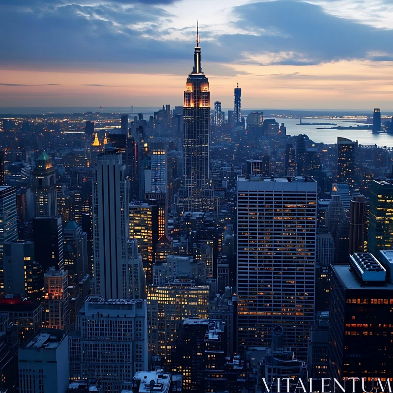 Twilight Over New York with Iconic Skyline AI Image