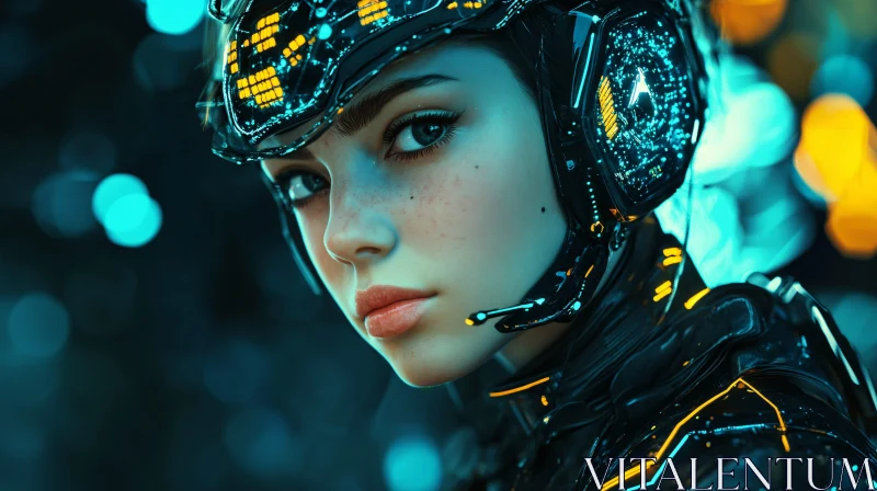 AI ART Advanced Tech Cyborg Portrait