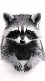 Close-up Raccoon in Monochrome