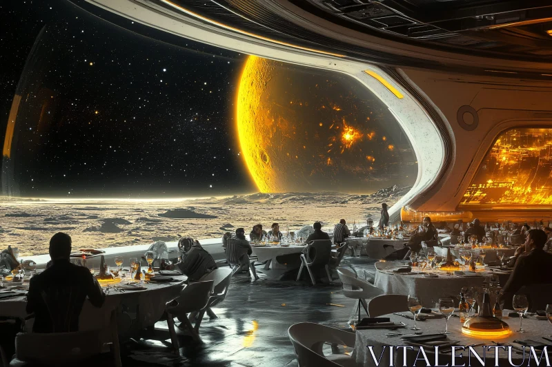 Extraterrestrial Restaurant with a View AI Image