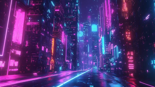 Neon-Lit Futuristic Urban Scene