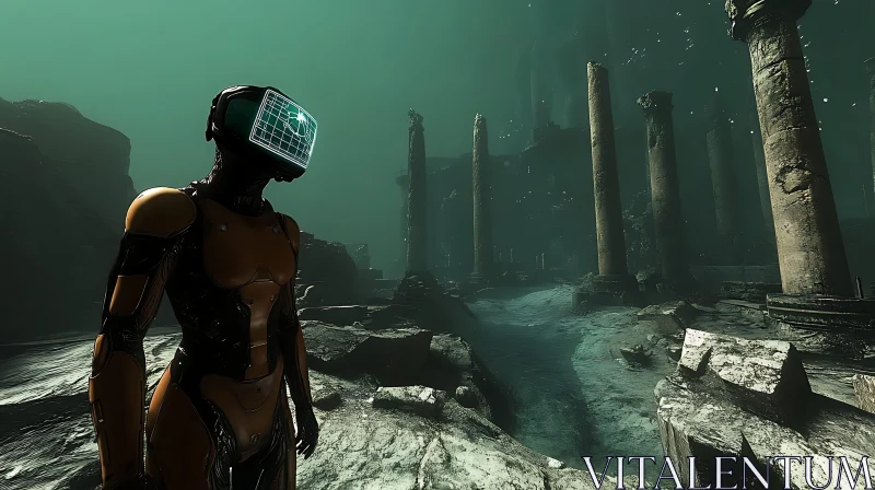 AI ART Futuristic Machine Among Submerged Ruins