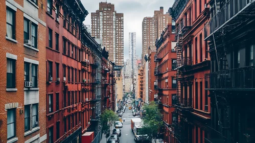 Red Brick City Streets and Majestic Skyscrapers