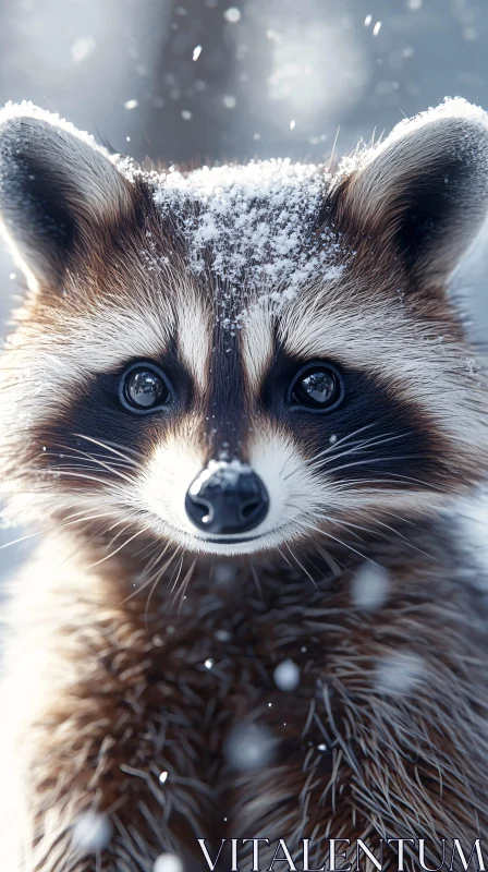 AI ART Winter Raccoon in Snow