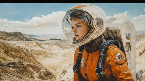 Female Astronaut in Alien Landscape