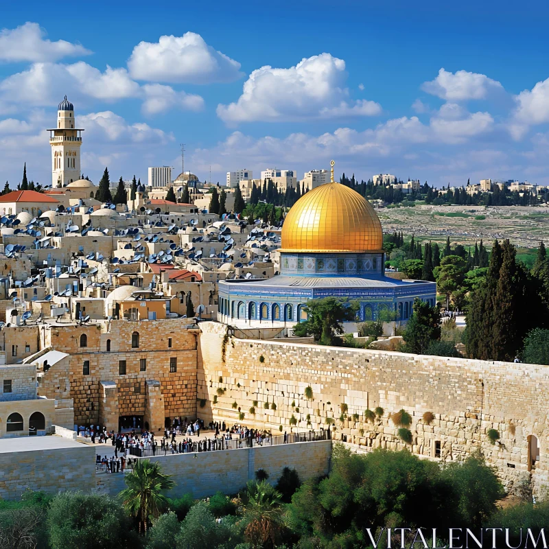 Jerusalem's Historic Architecture and Golden Dome AI Image