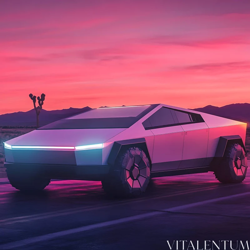 AI ART Modern Vehicle in Sunset Landscape