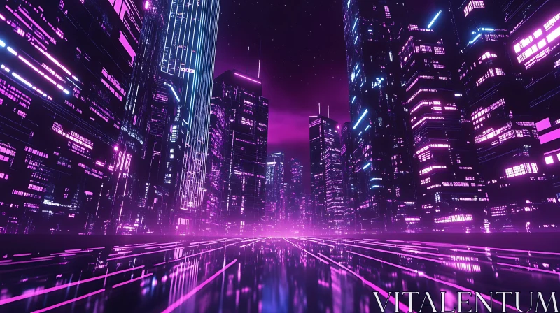 AI ART Cyberpunk Nightscape of a Neon City