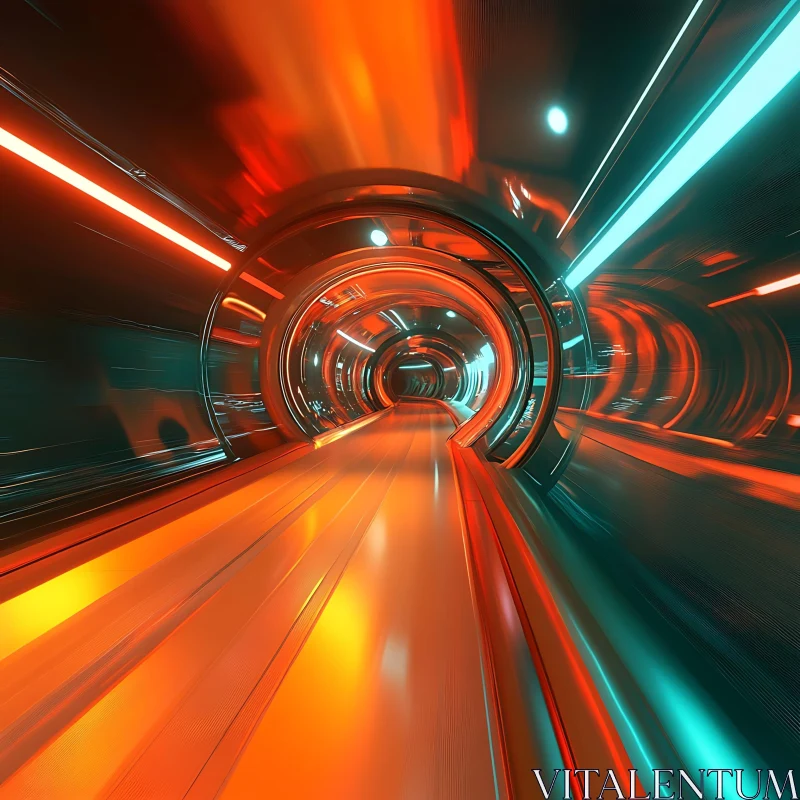 High-Tech Neon Tunnel AI Image