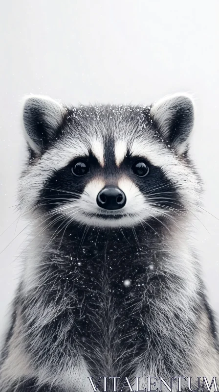 AI ART Curious Raccoon in Winter