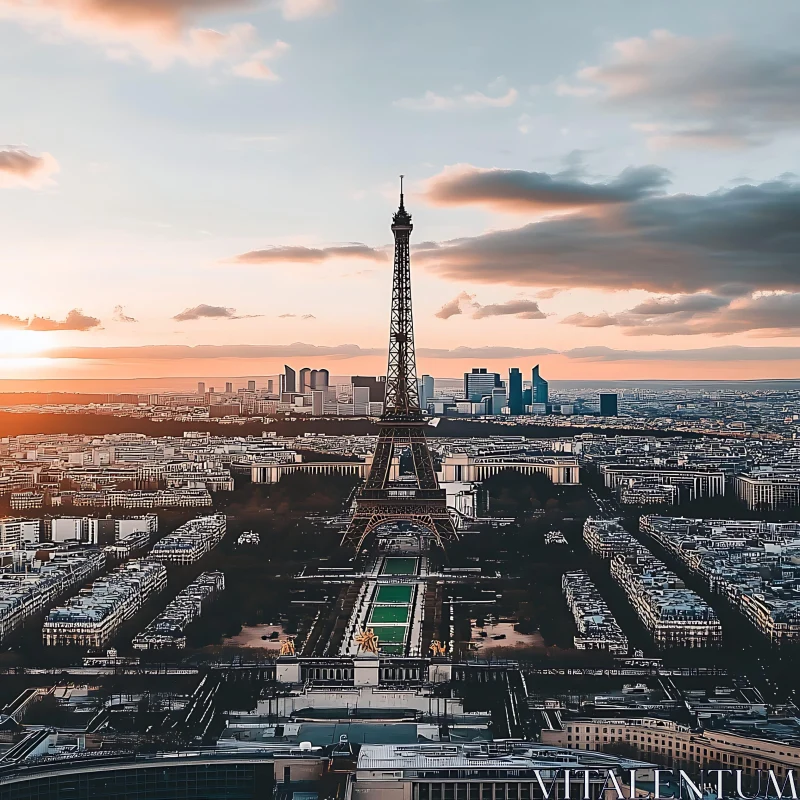 Paris Skyline with Eiffel Tower at Dusk AI Image