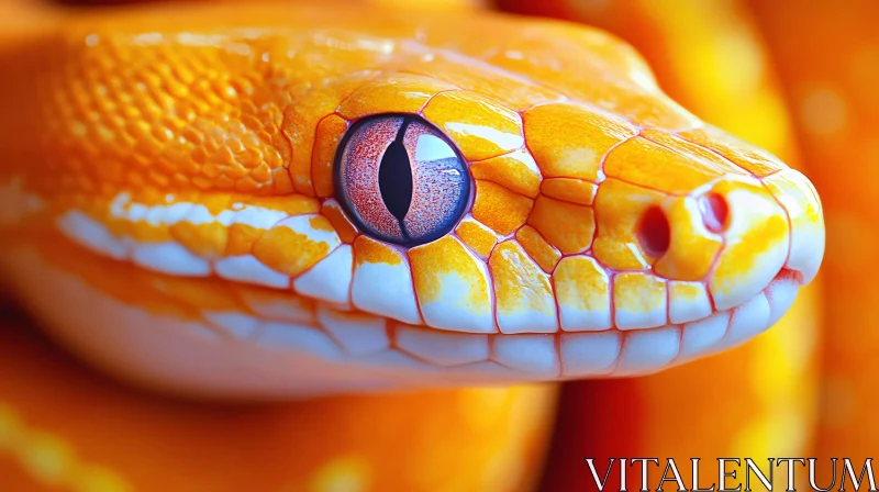 Intense Gaze: Orange Snake Close-Up AI Image