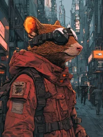 Futuristic Mouse in a Cyberpunk Urban Landscape