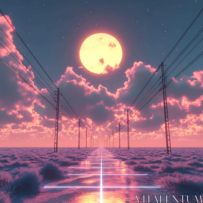 Ethereal Sunset Landscape AI Image