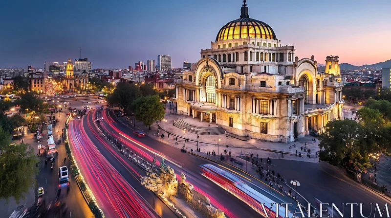 Historic Domed Building at Dusk in Urban Setting AI Image