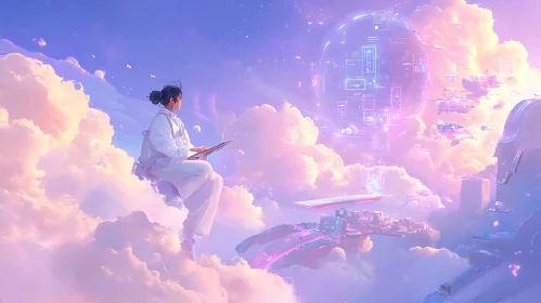 Serene Futuristic Scene in the Clouds