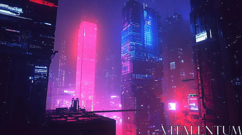 Neon-Lit Futuristic City AI Image