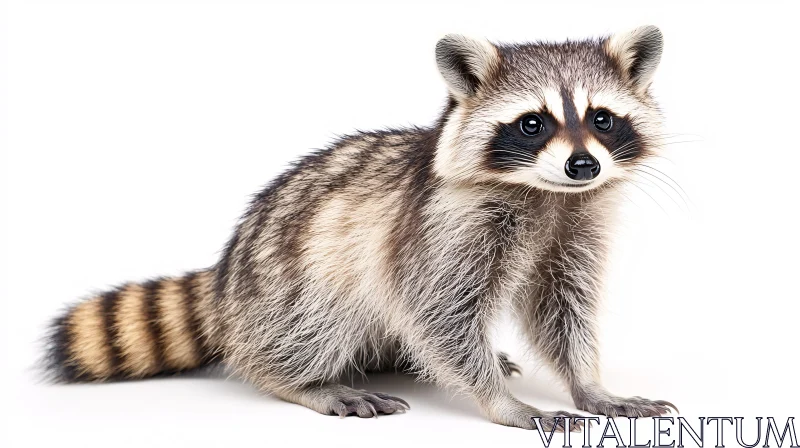 AI ART Alert Raccoon on White Background