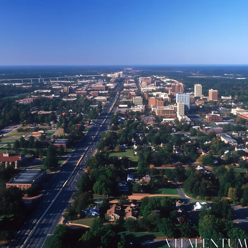 AI ART Urban City Aerial with Highway and Residential Areas