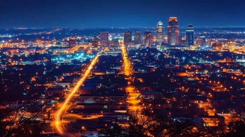 Cityscape Night Panorama with Stunning Lights