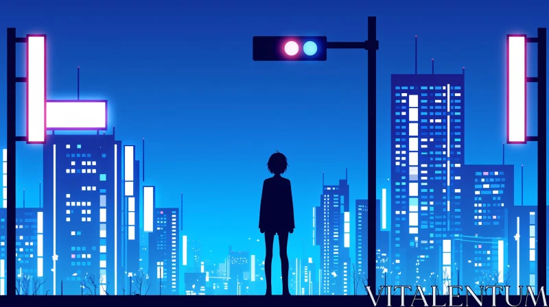 Neon-Lit City Scene in Anime Style AI Image