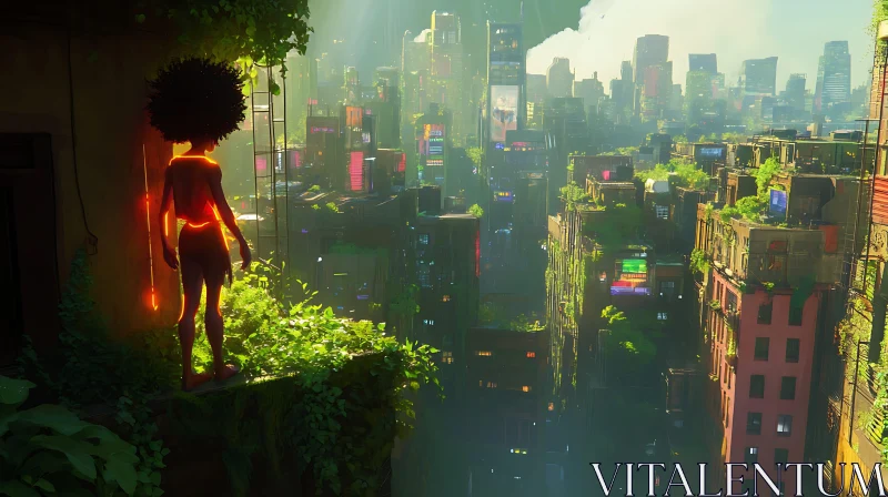 Urban Jungle: Exploring a Neon-Lit Futuristic City AI Image