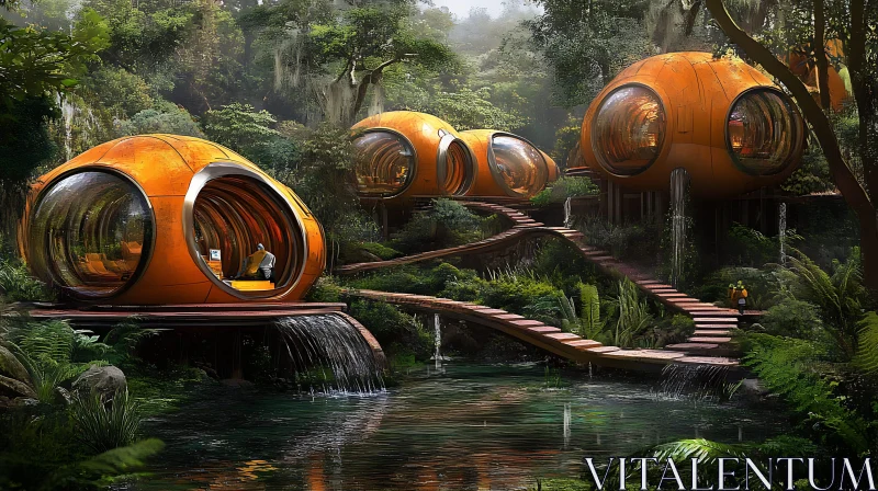 AI ART Modern Spherical Homes in Nature