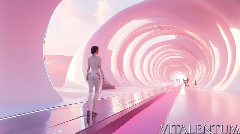 Sci-Fi Tunnel with Advanced Architecture AI Image